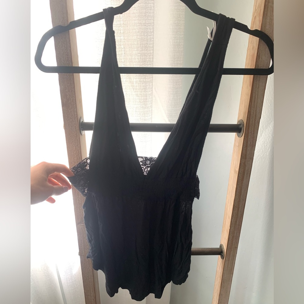 Urban outfitters black lace detail tank top